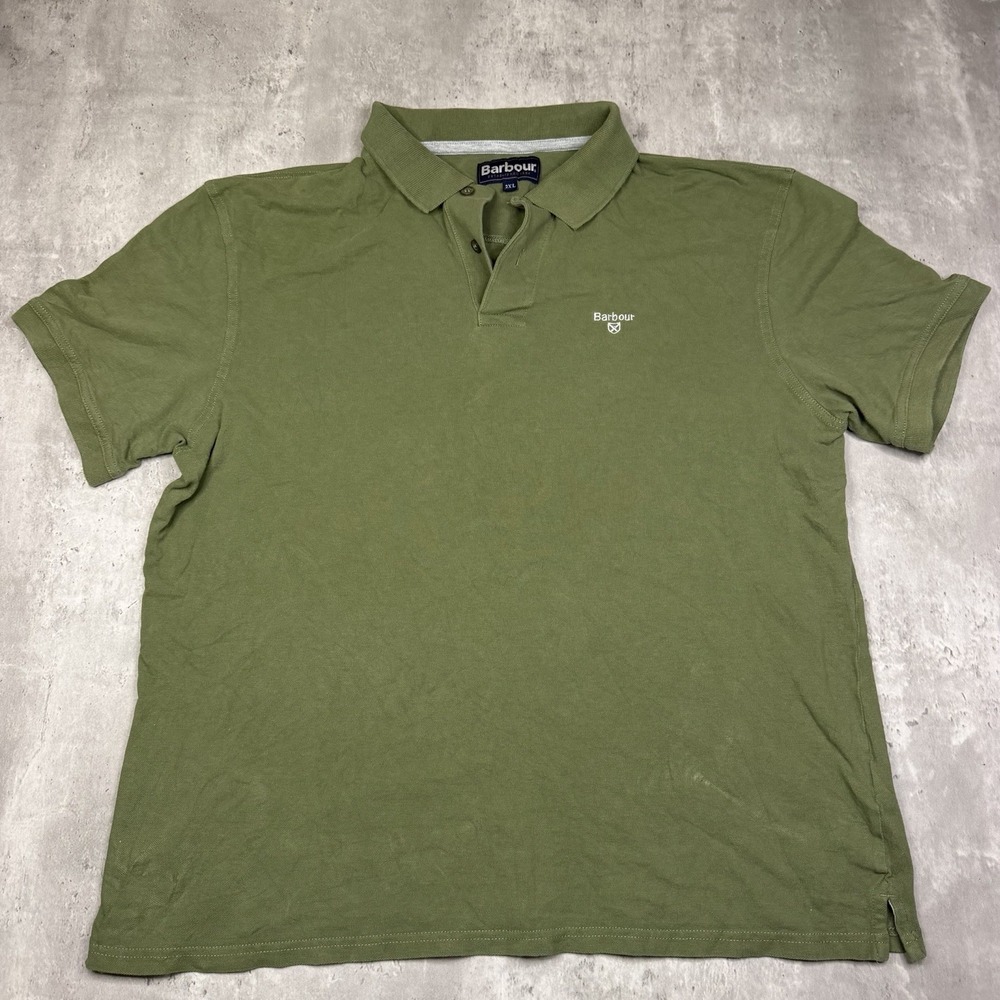 Barbour Men's XXL 2XL Polo Shirt Short Sleeve Embroidered Logo Green